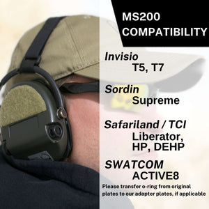MS200 Sightlines Adapter Plates for headsets from Sordin®, TCI® / Safariland®, SWATCOM®, and Invisio®