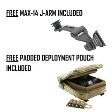 PVS-14 kit with L3 18UM white phosphor intensifier, RPO 2.0 lightweight lenses, NL914C Battery Pack, MAX14 J-arm, padded pouch