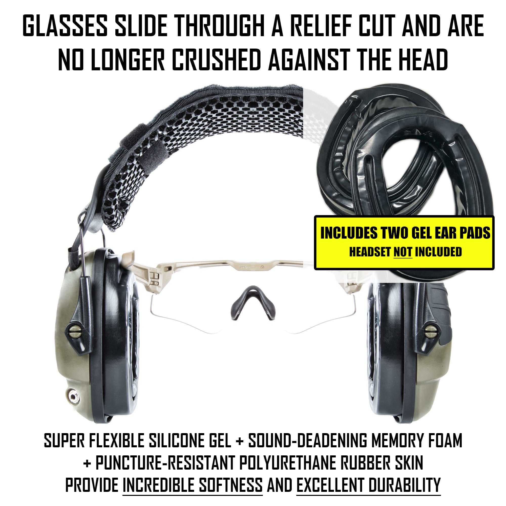 SIGHTLINES GEL EAR PADS WITH RELIEF CUTS FOR GLASSES – Noisefighters