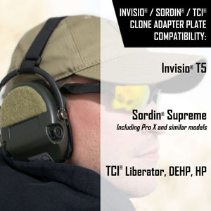 Sightlines Adapter Plates for headsets from Sordin®, TCI® / Safariland®, SWATCOM®, and Invisio®